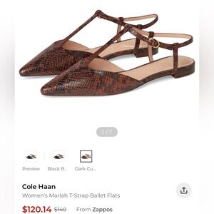 NWT🏷️ Cole Haan Snakeskin Pattern T-Strap Heels sz 6.5 Women
